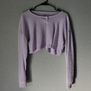 Rue 21 Crop Top Long Sleeve Purple Lavender Women's Size Medium Cozy Collection